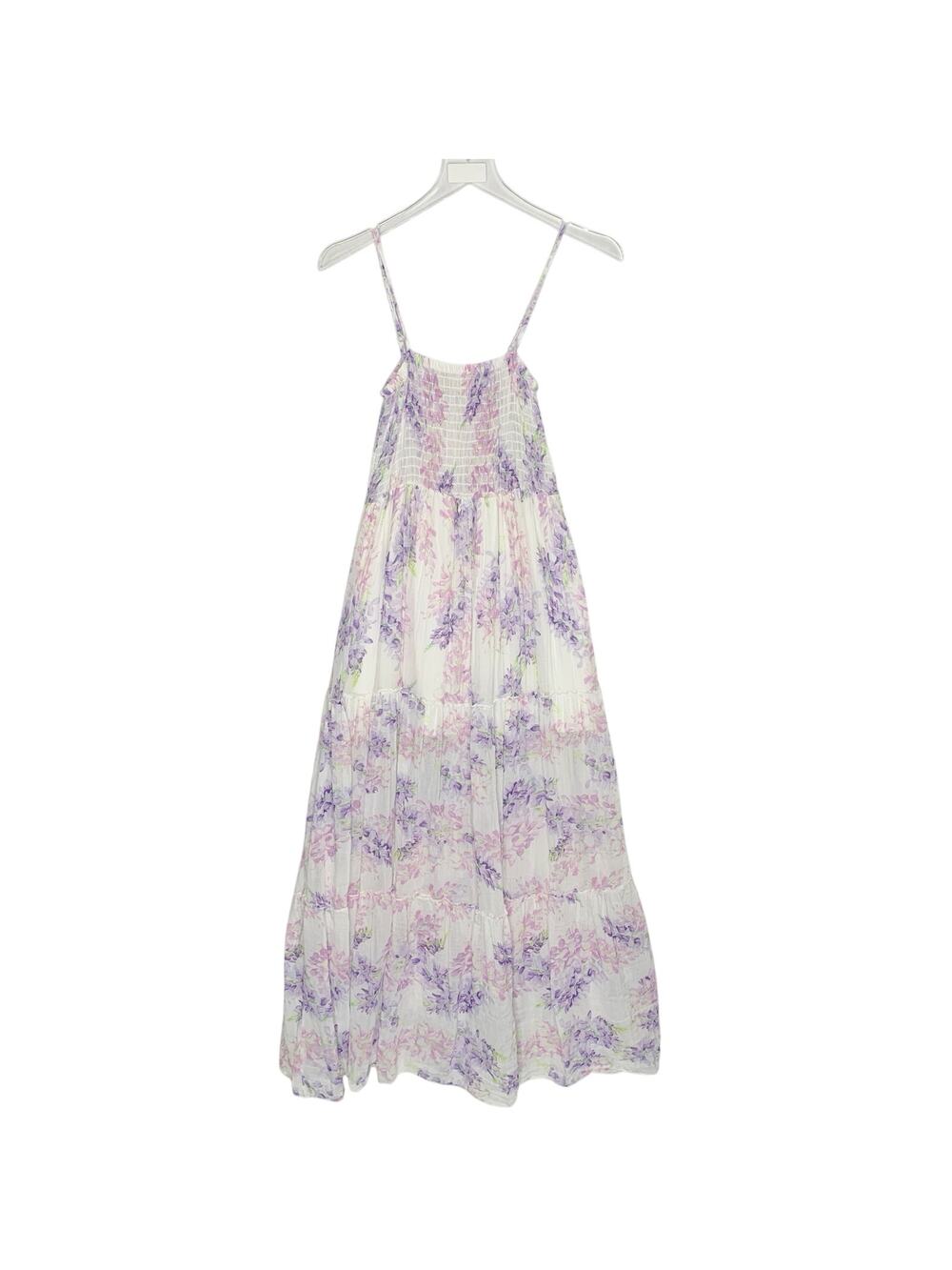 Sofia Made in Italy Cotton Silk Blend Smock Midi Dress Floral Pink Purple XS/S